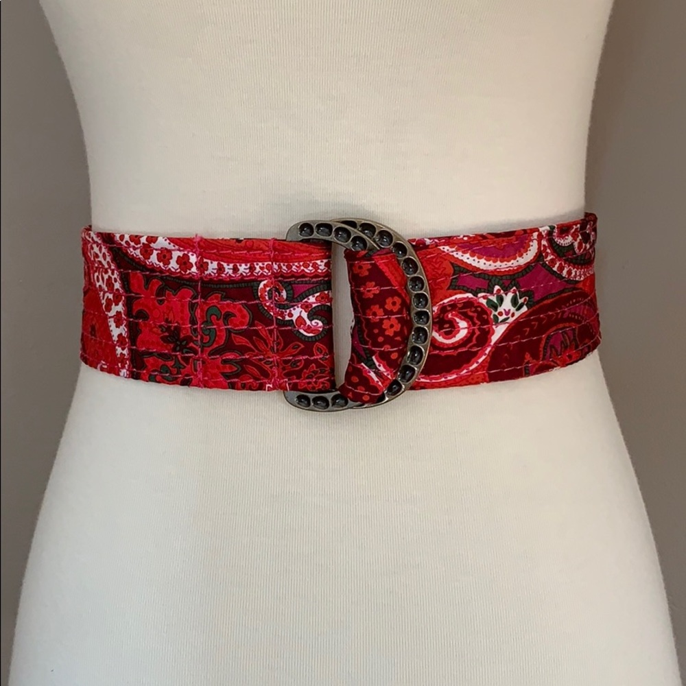 JCrew 100% Silk Quilted Belt M/L Paisley Print